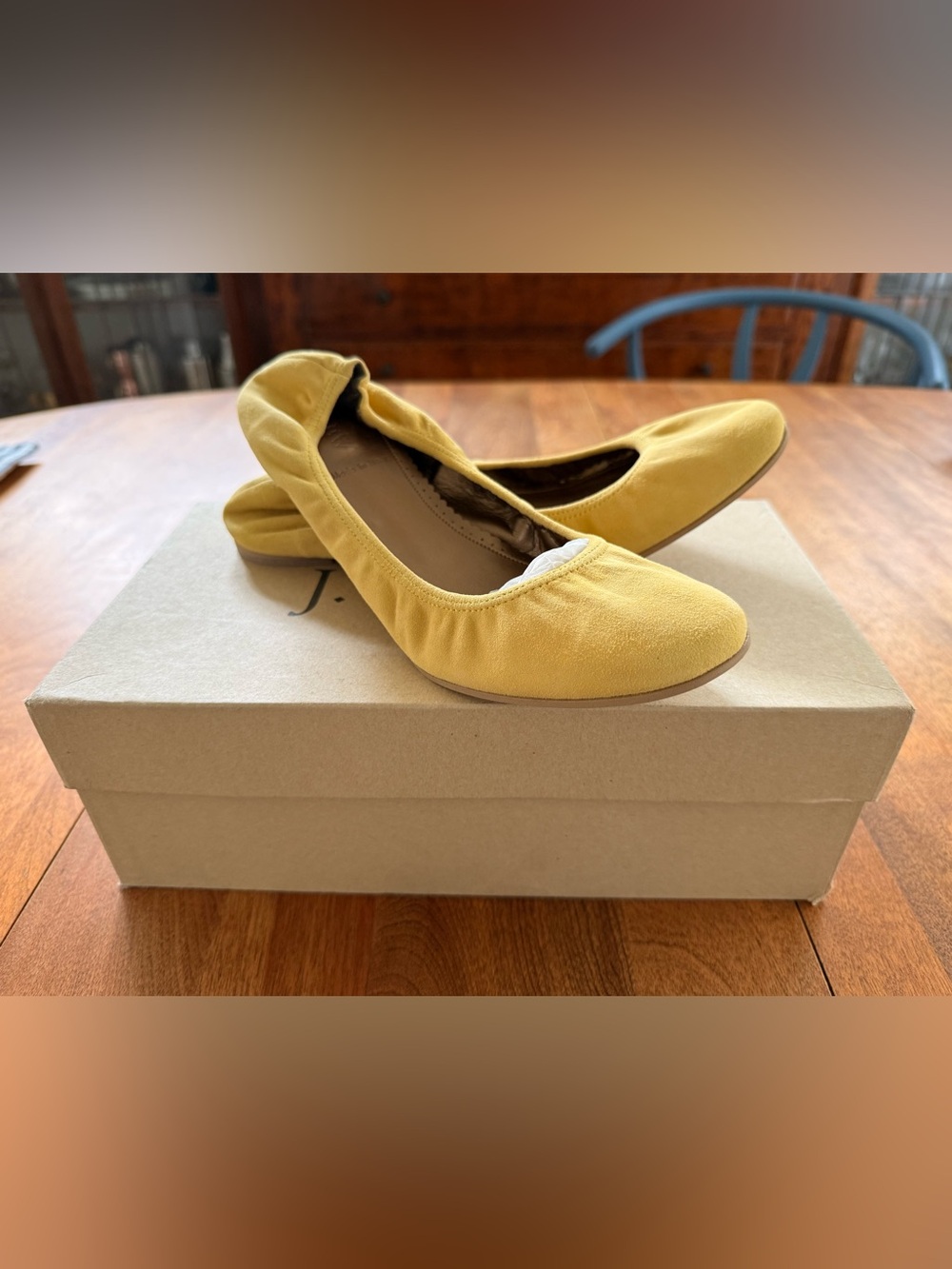 NIB Vintage 2007 J.Crew Marsala Suede Ballet Flats Made in Italy Yellow 8 Rare